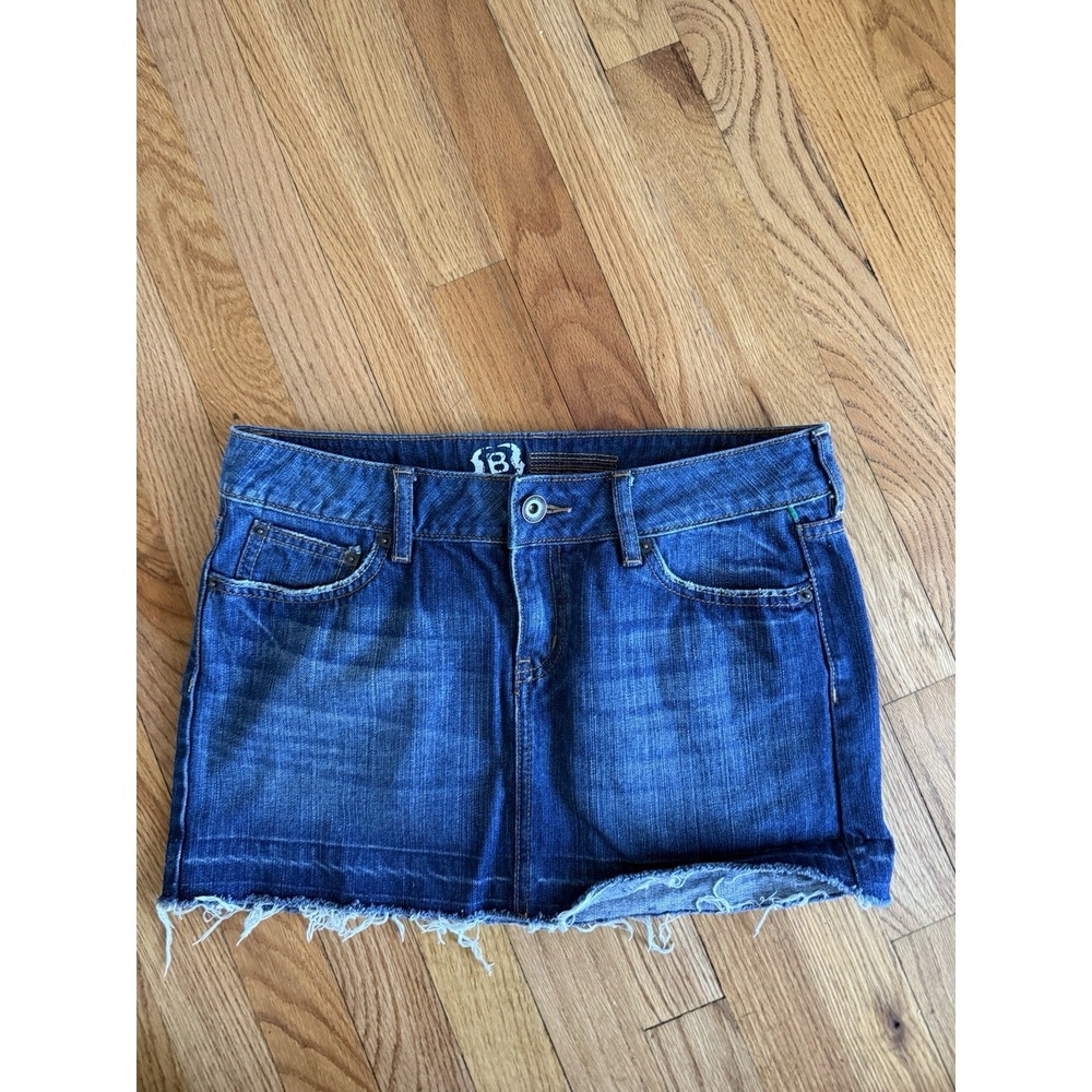 BKE denim distressed light wash mini skirt women's size 5‎ micro Y2K jean grunge